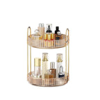 MOKANI 360 Rotating Makeup Organizer for Vanity, 2 Tier Adjustable Perfume Organizer for Dresser, Multi-Function Spinning Cos