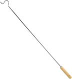 Closet Reacher Pole with Hook and Wooden Handle, Heavy Duty - Adjustable 2.75-5 Feet, Chrome Plated Steel Clothing Hanger She