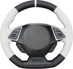 MEWANT Hand Stitched White Leather Steering Wheel Cover Wrap for Chevrolet Camaro 2017-2022 Steering Wheel Accessories for Chevrolet Camaro 2017-2022