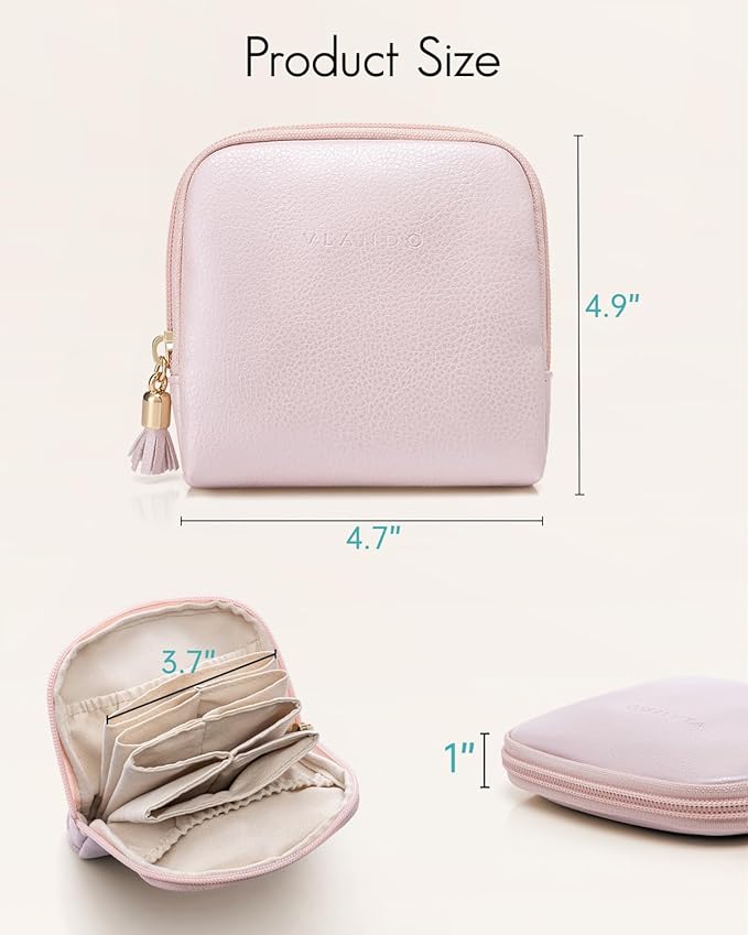 Vlando Small Jewelry Travel Case,Jewelry Pouch Bags with Zipper,Velvet Jewelry Organizer Storage Bag for Bracelet Rings Earri