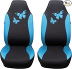 Flying Banner Butterfly car seat Covers ful Set Fashion Universal Lady Woman Female Rear Bench Split Colorized (2 Fronts, Min