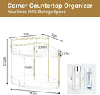 FELIZHOUSE 2-Tier Makeup Organizer for Vanity & Bathroom Countertop – Acrylic Storage Shelf with Perfume Tray & Makeup Brush 