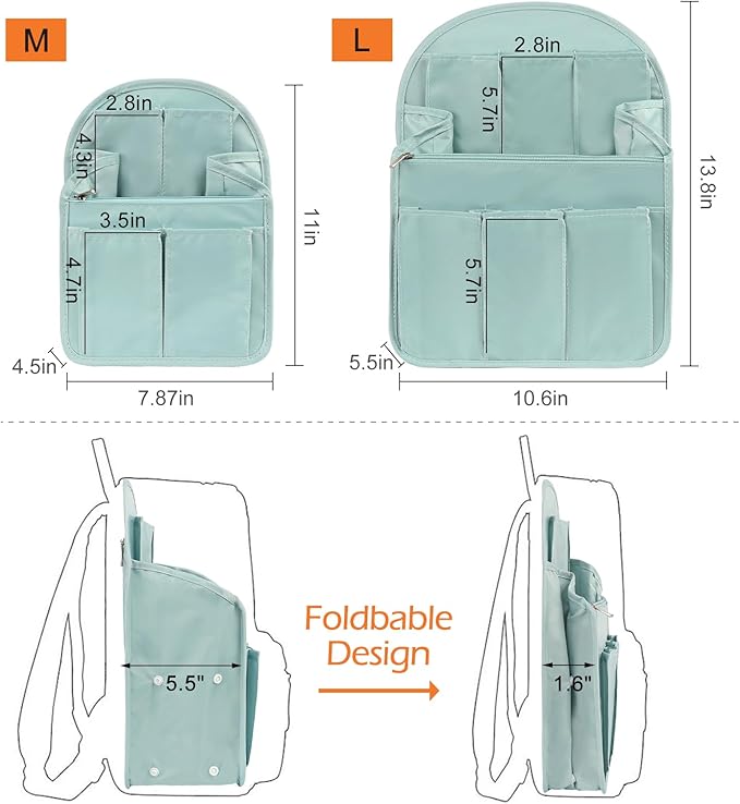 Surblue Backpack Organizer Insert Liner Hanging Travel Rucksack Purse and Handbag Insert Pocket, High-capacity Divider Foldab