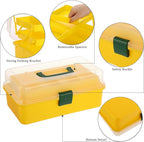 BTSKY 3-Layer Plastic Dividing Storage Box Craft Organizer with Adjustable Spacers Portable Handled Art Supply Organizer Mult