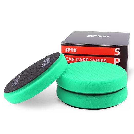 Green T120 Heavy-Cut Foam Polishing Pad, 3Pc 5.5 Inch Buffing Polishing Pads for 125mm Backing Plate Compound Buffing Sponge for Car Buffer Polisher Compounding, Polishing and Waxing -FPTSS5G-3