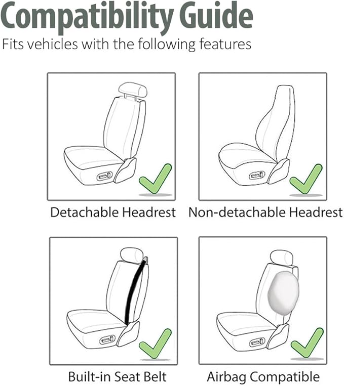 FH Group All Purpose Flat Cloth Car Seat Covers - Universal Fit, Full Set Seat Covers, Washable, Fit Most Car, Truck, SUV, Va