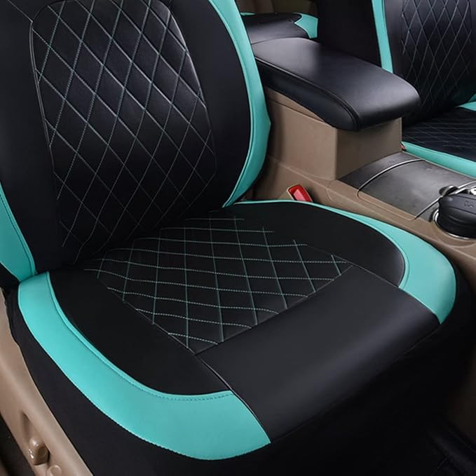 Universal Deluxe Pu Luxury Vinyl Faux Leather Car Seat Covers Two Front 6 Pieces Airbag Compatible Fit for Cars SUV Vehicles 