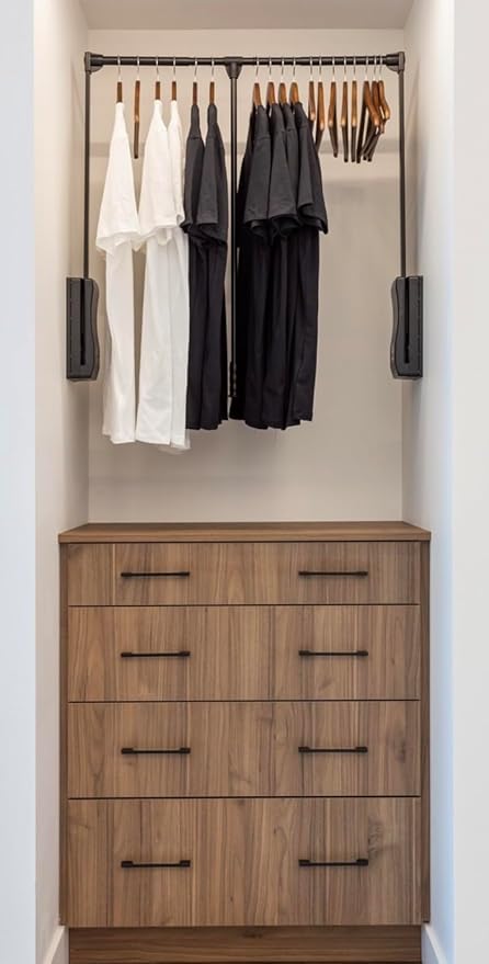 brand Wardrobe lift clothes rack,Pull Down Closet Rod for Hanging Clothes, Retractable Wardrobe Hanger for Cabinet, Aluminium