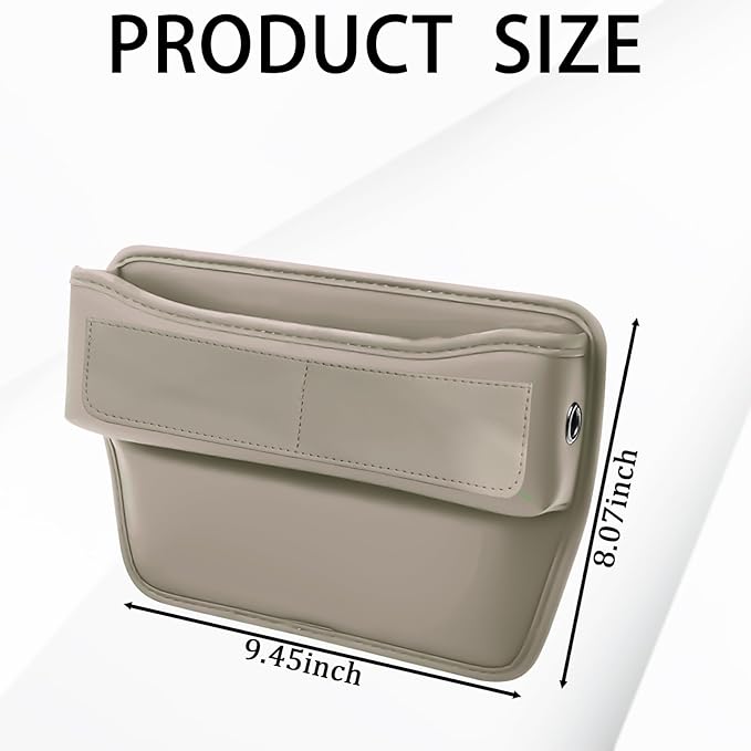 msyuusr Car Seat Gap Filler Organizer, Front Seat Leather Storage Box, Car Organizers and Storage, Car Accessories for Women Men, Car Seat Gap for storage Phones, Glasses, Keys, Cards (Beige)