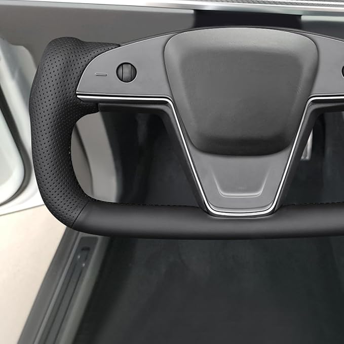 MEWANT Hand Stitched Tesla Model S Yoke Steering Wheel Cover Wrap for Tesla Model S 2021-2023 / Model X 2021-2023 Tesla Yoke Steering Wheel Accessories