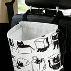 Playful Black Cat Car Trash Bag - Waterproof Car Trash Bag Hanging Leakproof Car Garbage Bag - Washable Reusable Trash Bag For Car Interior Hanging Organizer Storage Vehicle Travelling Camping