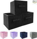 EBIGIC Kids Storage Bins 9.0"x7.5"x7.5" Small Size Fabirc Foldable Closet Toy Organizer Collapsible Cloth Black