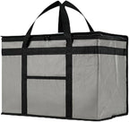 NZ home Insulated Bags for Food Delivery (2XL PRO) Grocery Shopping Cooler Bag, Pizza Delivery, Hot & Cold Catering Tote, Reusable, Foldable & Heavy Duty (Gray)