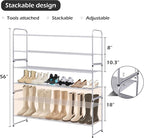 MISSLO 2 Tier Long Shoe Rack for Closet Shoe Organizer Holds 18-Pairs, Wide Low Stackable Shoe Storage Shelf for Bedroom Floo