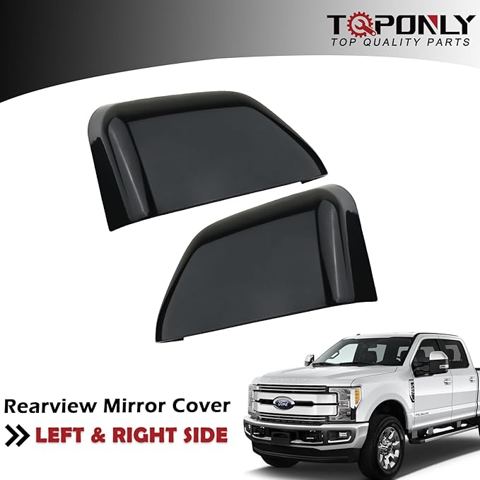1 Pair Tow Mirror Cover Cap (Black Paintable) | For 2017-2024 Ford Super Duty F250 F350 F450 F550 Truck Accessories Replacement | Driver&Passenger Side Exterior Plastic Top Half Door Mirror Caps