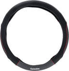 Cummins CMN35390 Sport 18-Inch Steering Wheel Cover Leather Semi Truck Interior Accessories for RV and Big Rig-Black and Red