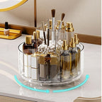 LINFIDITE 360 Rotating Makeup Organizer Clear Cosmetic Storage Holder Tray with 6 Compartment Makeup Brush Lip Gloss Organize