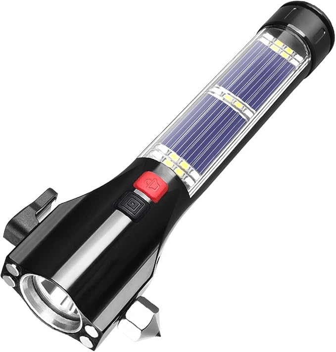 All-in-1 Car Safety Hammer, Multi-Function Emergency Escape Hammer with Window Breaker and Seatbelt Cutter, Mobile Power, LED