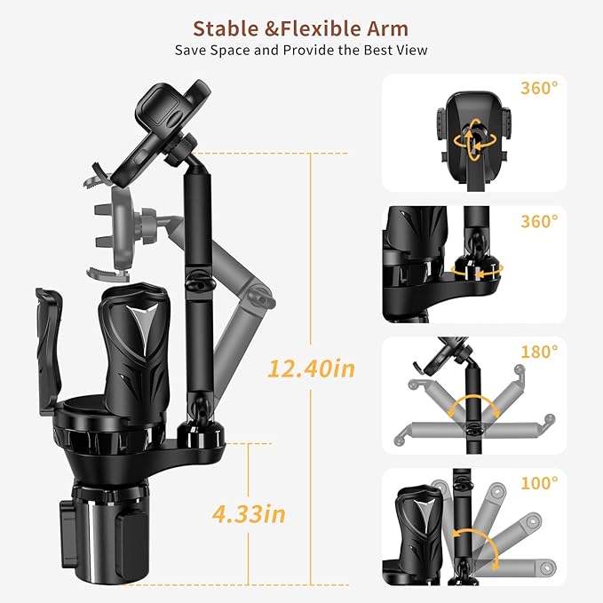 Phone Holders for Your Car, Adjustable Car Cup Holder Expander with Rubber Grip, Secure Hold, Multi-Scenario Use for Drivers,