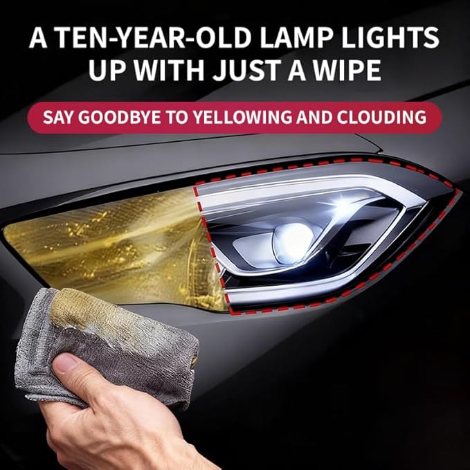 Car Headlight Restoration Kit- 2-in-1 Headlight Cleaner & Coating Agent, Quickly Removes Yellowing & Oxidation, Improve Night