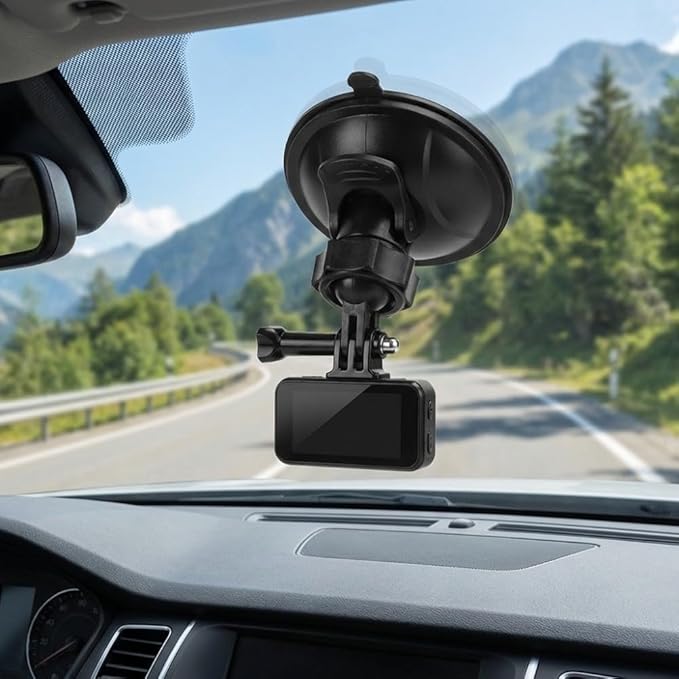 Universal Car Dash Cam Mount - Vacuum Suction Cup Holder with 4 Interchangeable Heads for GPS Navigation and Dashboard Recorder(Triadius Shape Heads)