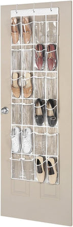 Whitmor 24 Pocket OTD Shoe Organizer Clear