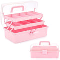 BTSKY 3-Layer Plastic Dividing Storage Box Craft Organizer and Storage with Adjustable Spacers Portable Handled Art Supply Or