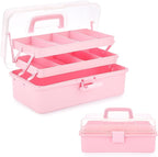 BTSKY 3-Layer Plastic Dividing Storage Box Craft Organizer and Storage with Adjustable Spacers Portable Handled Art Supply Or