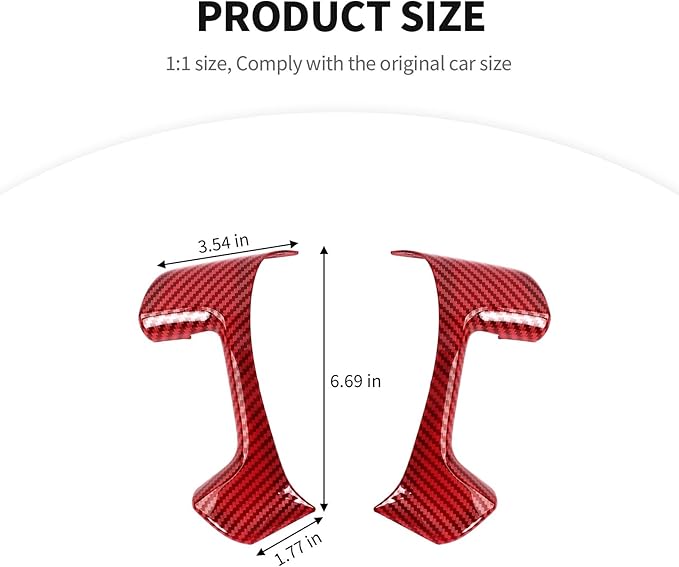 JeCar Steering Wheel Trim Covers Interior Accessories Compatible with Chevy Silverado/Tahoe/Suburban/Avalanche/GMC Yukon/GMC Sierra/Escalade 2007-2013 & Captiva 2012-2017, Red Carbon Fiber Finish