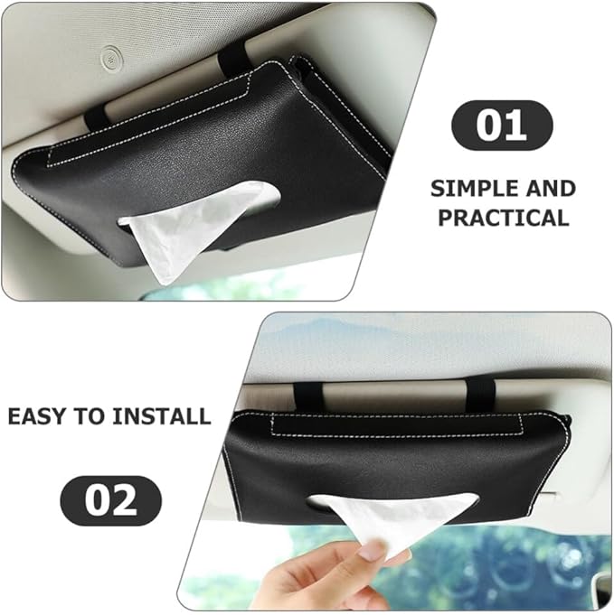 Cabilock Car Visor Tissue Holder Pu Napkin Case for Easy Access Stylish Sun Visor Organizer Quick Installation and Dirt-Resistant Design for Vehicle Accessories