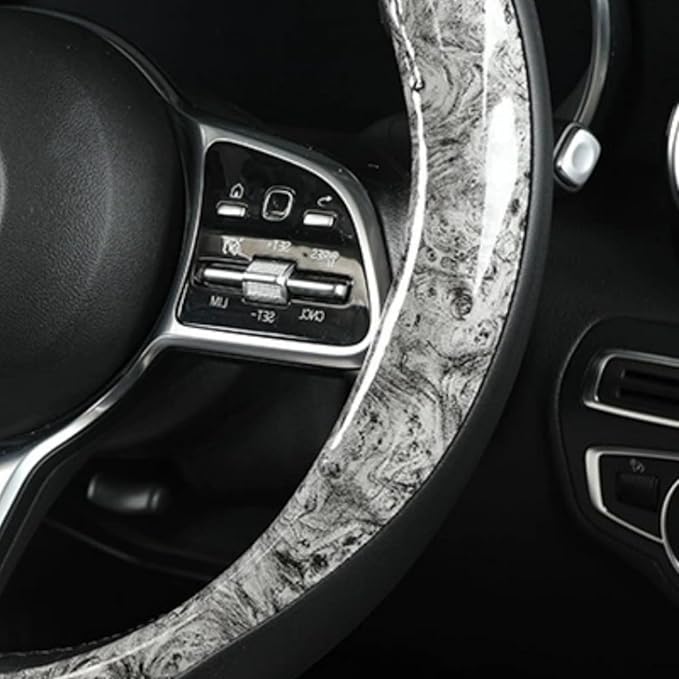 Wood Grain Steering Wheel Cover Microfiber Leather Breathable Anti Slip Universal Protector 14.5-15 inch Car Interior Accesso