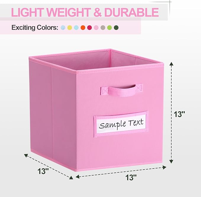 artsdi 13x13 storage cube bins (Set of 10) Foldable Fabric storage cubes with 10 Labels Window Cards & a Pen,13 inch cube sto
