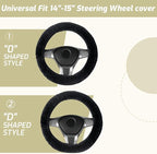 AEGIS Cover Sheepskin Steering Wheel Cover Premium Luxury AUS Genuine Merino Wool All-Season Non-Slip for Cars Fits 14.5-15.5" Wheels (Black)