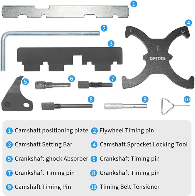 Camshaft Timing Locking Tool Kit Compatible with Ford fusion Escape Focus Fiesta Mazada 1.25 1.4 1.6 1.7 1.8 2.0 2.3L 2.5L Ec