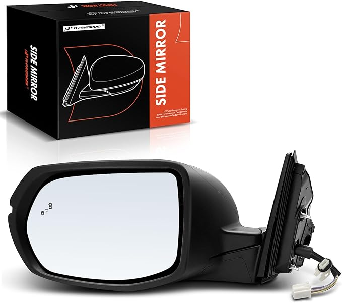 A-Premium Driver Side Power Door Mirror - Compatible with Honda CR-V CRV 2017-2022 - Heated Manual Folding Black Outside Rear View Mirror w/Turn Signal and Blind Spot Detection