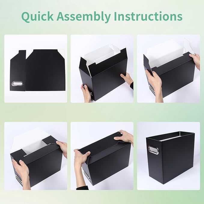 Collapsible File Organizer Box with Handle,12.20x5.11x9.84Inches, Filing Organizer for Home or Office, Small Portable File Bo