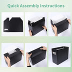 Collapsible File Organizer Box with Handle,12.20x5.11x9.84Inches, Filing Organizer for Home or Office, Small Portable File Bo