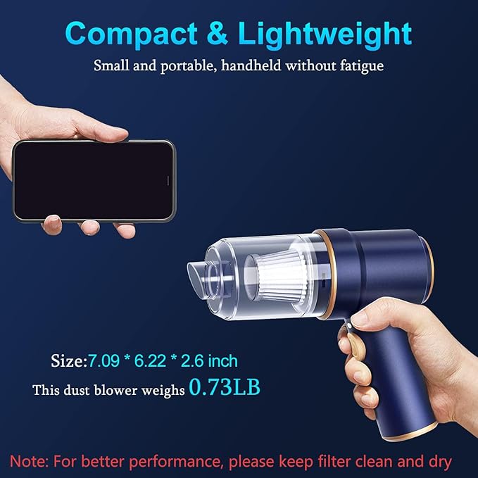 KMM Handheld Car Vacuum Cleaner, 9000Pa Vacuum Cleaner and Air Duster, 120W High Power Hand Held Vacuum with LED Light and Mu