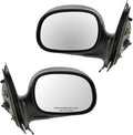 TRQ 2 Piece Driver and Passenger Side Mirror Assembly Set Manual Folding Electric Adjustment Non-Heated No Memory Black Compa