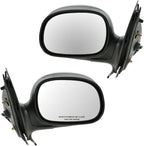 TRQ 2 Piece Driver and Passenger Side Mirror Assembly Set Manual Folding Electric Adjustment Non-Heated No Memory Black Compa