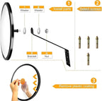 CNQLIS 8 Inch Convex Mirror Outdoor with Adjustable Wall Fixing Bracket,Blindspot Traffic Mirror for Driveway Garage Park Outdoor Wide Angle View Curved Security Blind Spot Mirrors