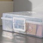 novelinks Transparent 4" x 6" Photo Cases and Clear Craft Keeper with Handle, 16 Inner Photo Organizers & Photo Storage Box, 