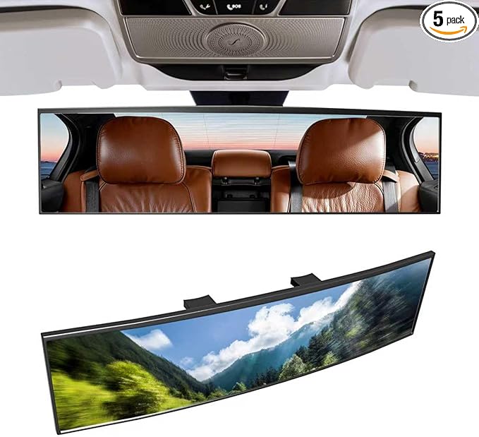 Broadway Panoramic Rear View Mirror Wide Angle Car Mirror Blind Spot Convex Rearview Mirror Essential Rear View Mirror Accessories for Cars SUV Trucks Vehicles (270mm-White)