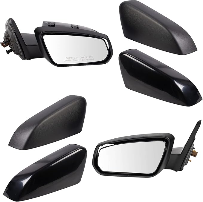 TRQ Driver & Passenger Side Power Mirror Set Paint to Match Caps Textured Black Compatible with 2010 Ford Mustang FO1320402 F