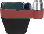 HARFINGTON Car Seat Gap Filler Organizer 10.6 x 7.1 x 2.8 Inch ABS+Leather Universal Car Organizer Storage Box Between Seat and Console (Right) with Cup Holders for Phone Keys, Wine Red