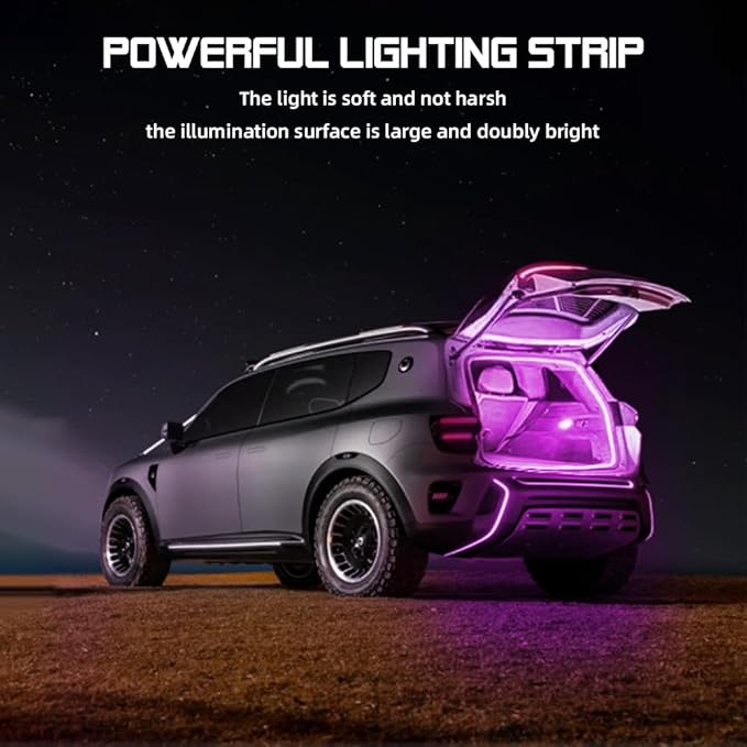 Car LED Strip Light For Trunk, 158Inch IP67 Silicone Waterproof Neon Light Strip Embedded, Flexible Cutting Universal Auto Interior Lights(Pink)