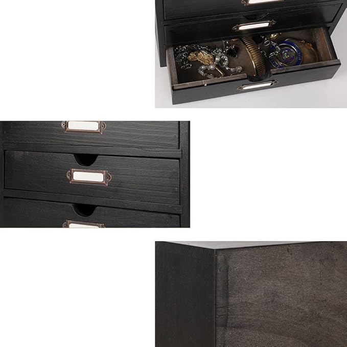 Wooden Storage Box Rustic Desktop Organizer with 4 Drawers Office Desk Accessories Shelf Small Craft Storage Containers Apoth