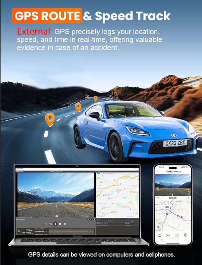 Mirror Dual Dash Camera,4K and 2.5K Dash Cam with Voice Control Rear View Mirror Camera and WiFi,GPS Dashcam for Cars with WD