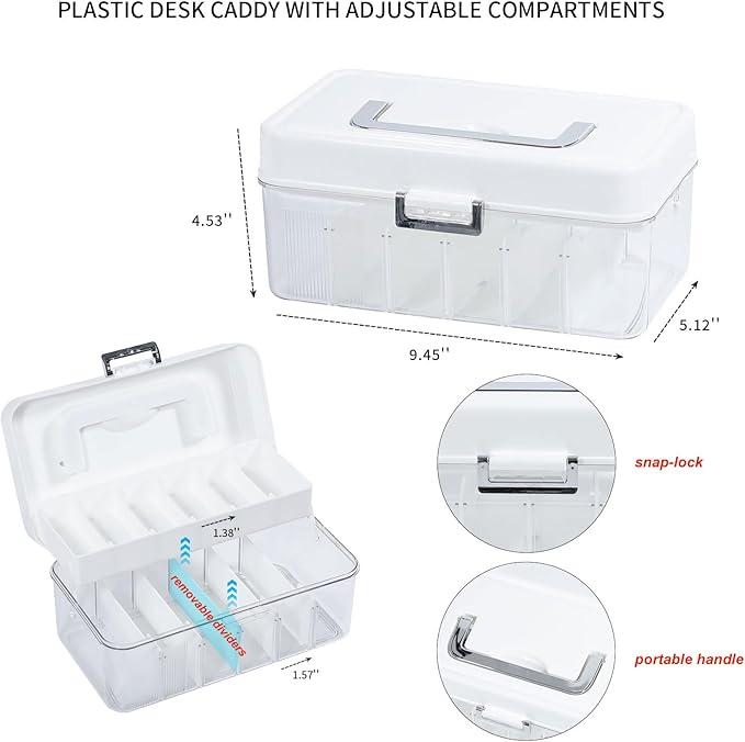 2 Pack Clear Bandages Organizer Container with Handle, Plastic Bandage and Tapes Storage Box for Bathroom Medicine Cabinet, F