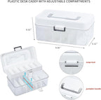 2 Pack Clear Bandages Organizer Container with Handle, Plastic Bandage and Tapes Storage Box for Bathroom Medicine Cabinet, F